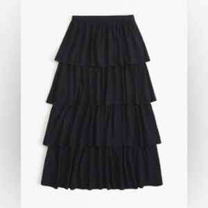 NEW Abercrombie & Fitch Black Tiered Maxi Skirt